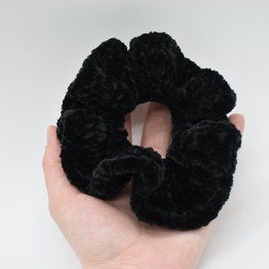 Handcrafted Crochet black Chenille Scrunchie